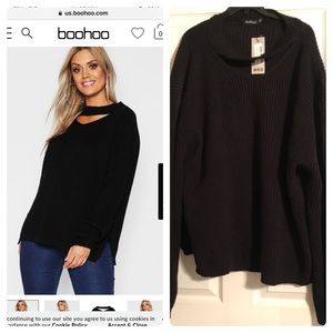 Boohoo Black Cut Out Sweater